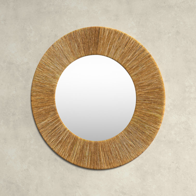 Natural Rope Round Wall Mirror with Glass Center