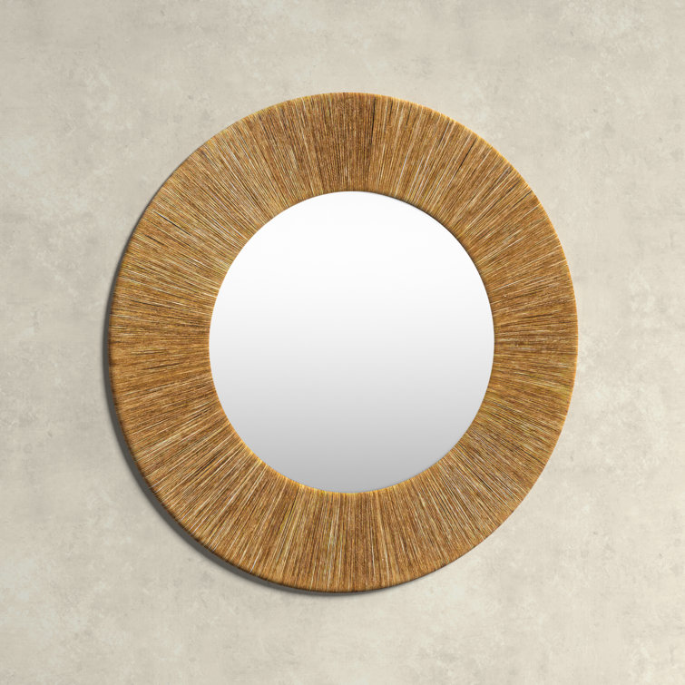 Natural Rope Round Wall Mirror with Glass Center