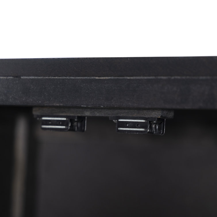 Black Solid Mango and Cane Narrow Cabinet with Adjustable Shelving
