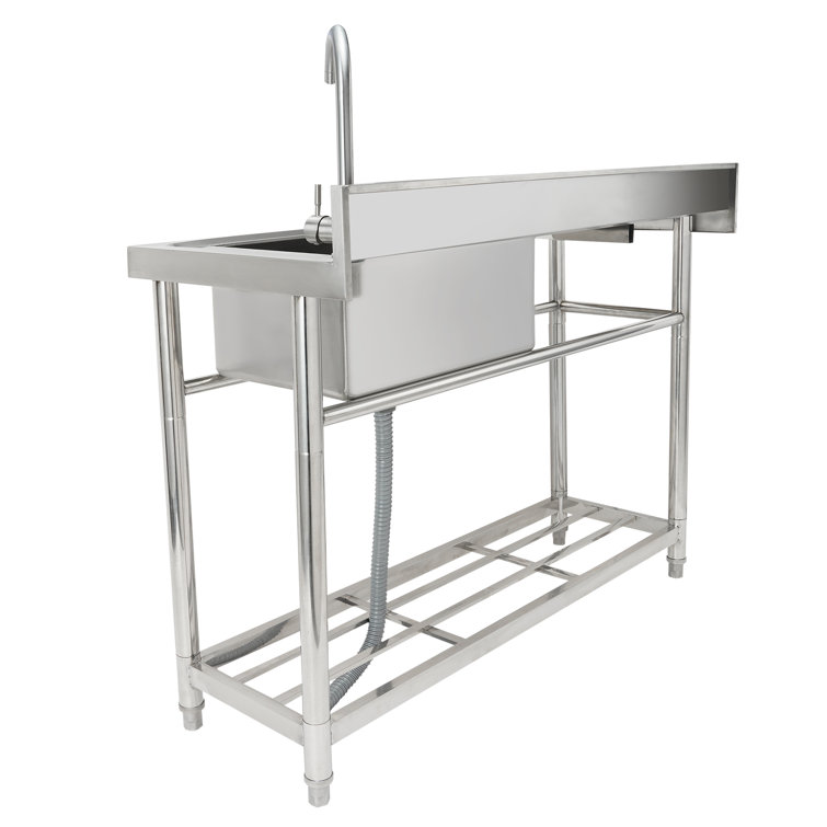 Stainless Steel Freestanding Utility Sink with Faucet and Workbench