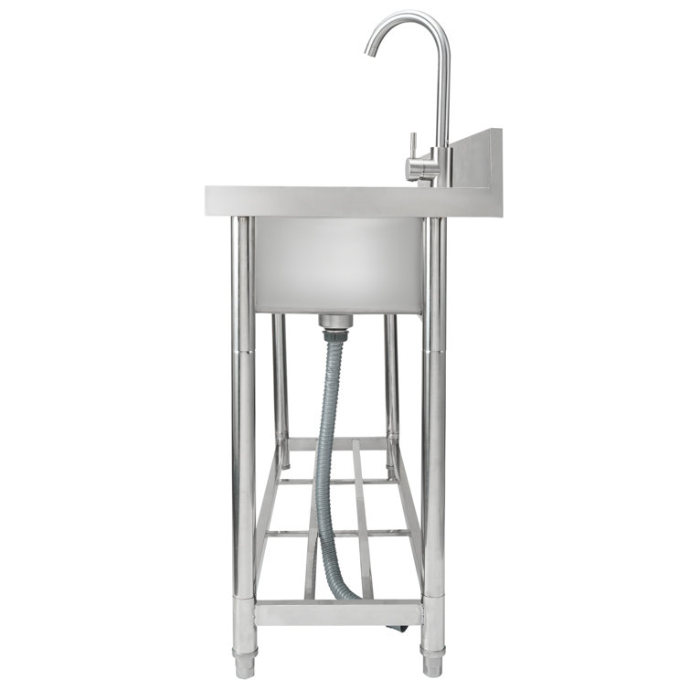 Stainless Steel Freestanding Utility Sink with Faucet and Workbench