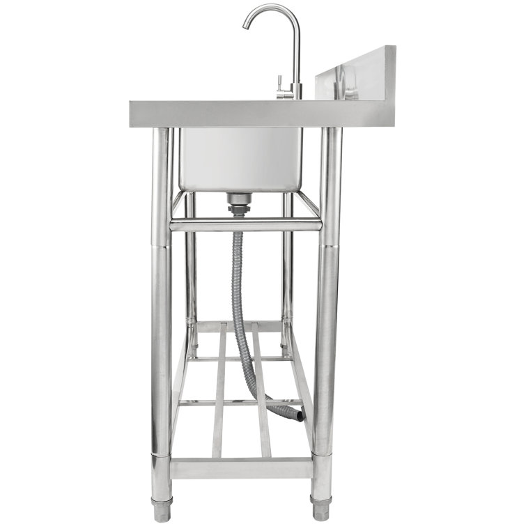 Stainless Steel Utility Sink with Faucet and Workbench