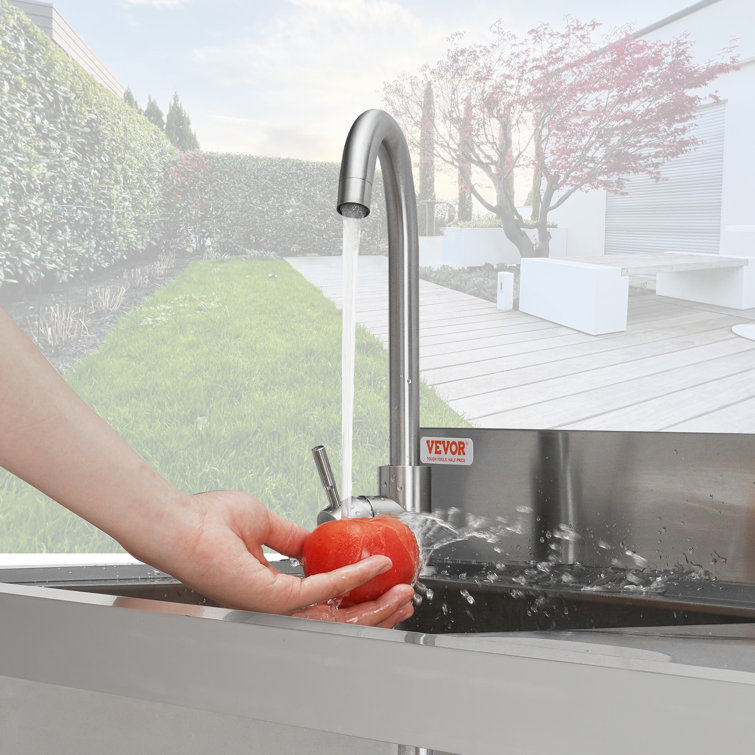 Stainless Steel Utility Sink with Faucet and Workbench
