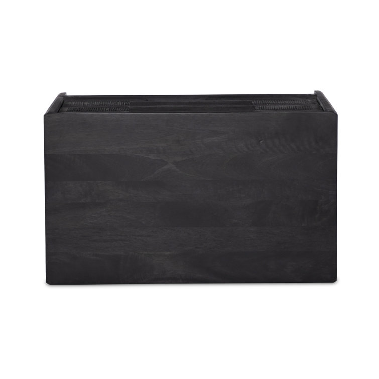 Black Mango Wood and Cane 3-Drawer Nightstand