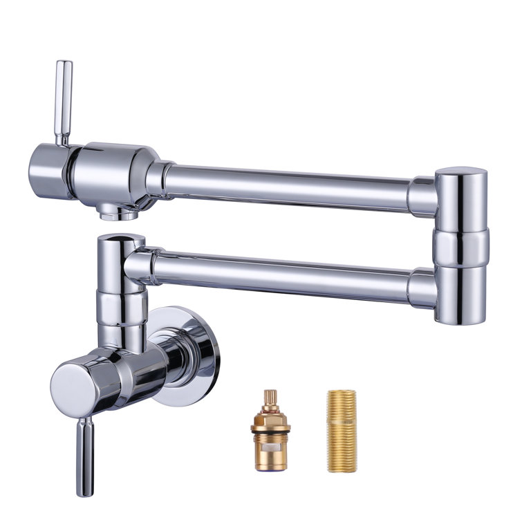 Polished Chrome Wall Mounted Folding Pot Filler Faucet