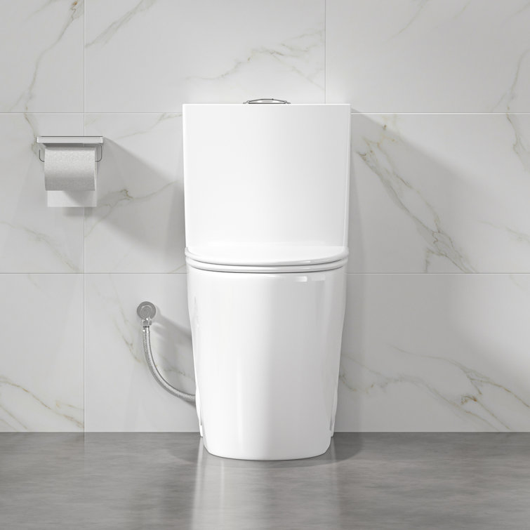 White Elongated Dual Flush High Efficiency One-Piece Toilet