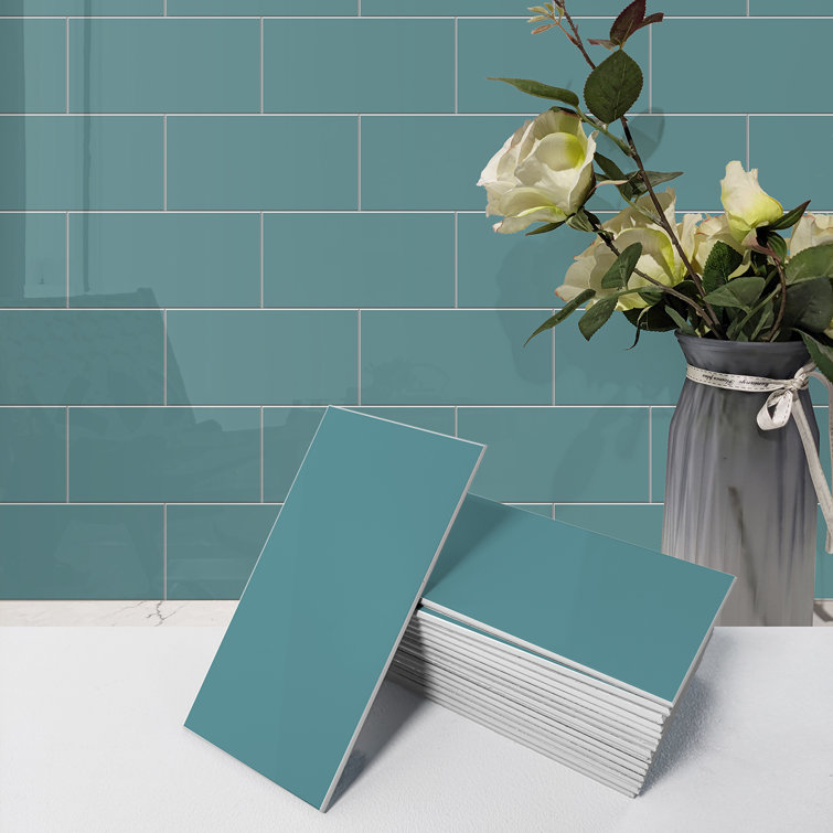 Glossy Succulent 3'' x 6'' Peel and Stick Subway Tiles