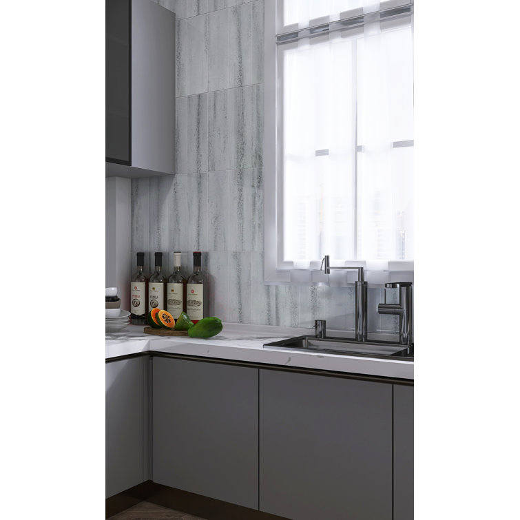Glossy Alpine Stone Composite Peel and Stick Subway Tile
