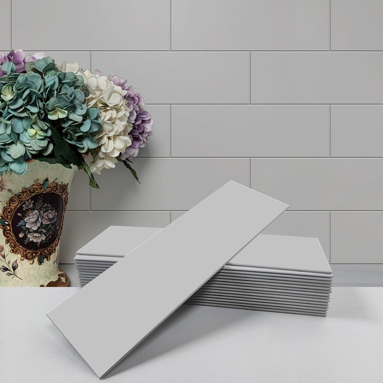Matte Stone 4'' x 12'' Peel and Stick Subway Tile