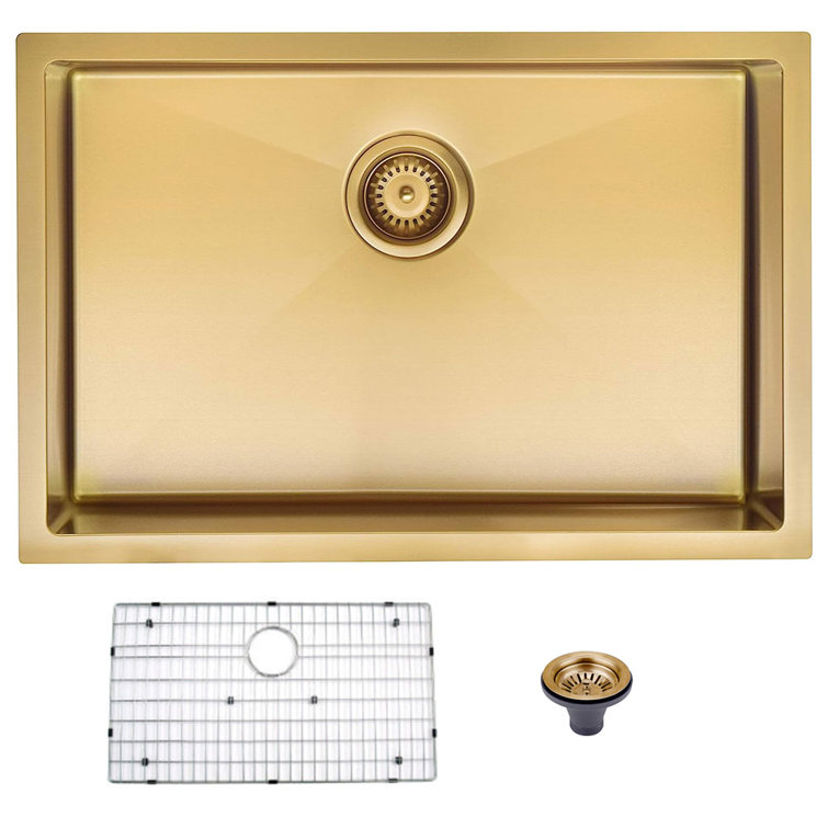 30'' Gold PVD Stainless Steel Single Bowl Drop-In Kitchen Sink