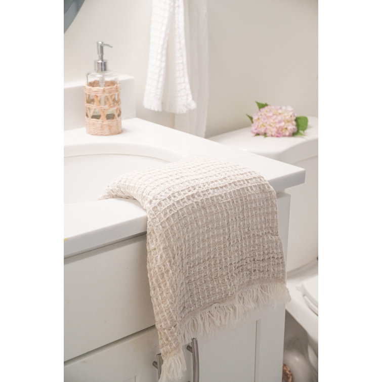 Blue and White Turkish Cotton Waffle Bath Towel