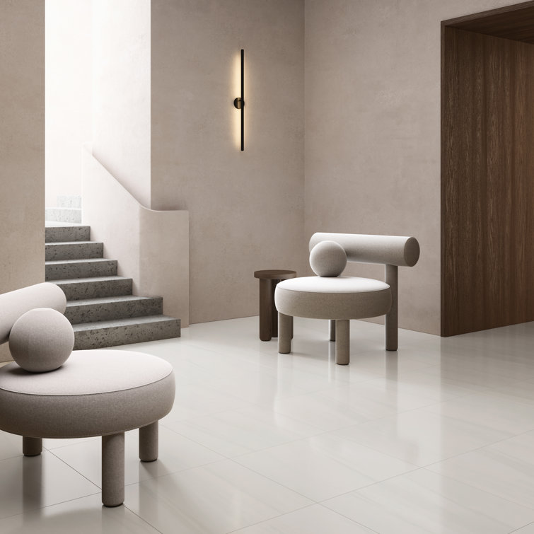 Terius Dolomite Warm White Polished Marble Look Porcelain Tile