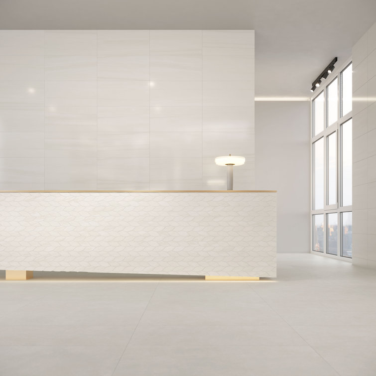 Terius Dolomite Warm White Polished Porcelain Large Format Tile