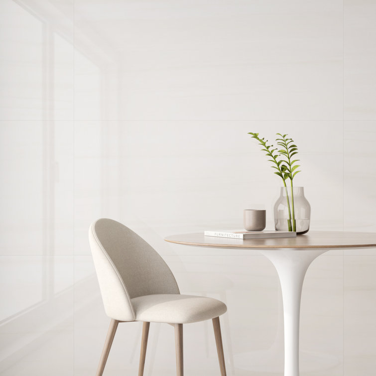 Terius Dolomite Warm White Polished Porcelain Large Format Tile