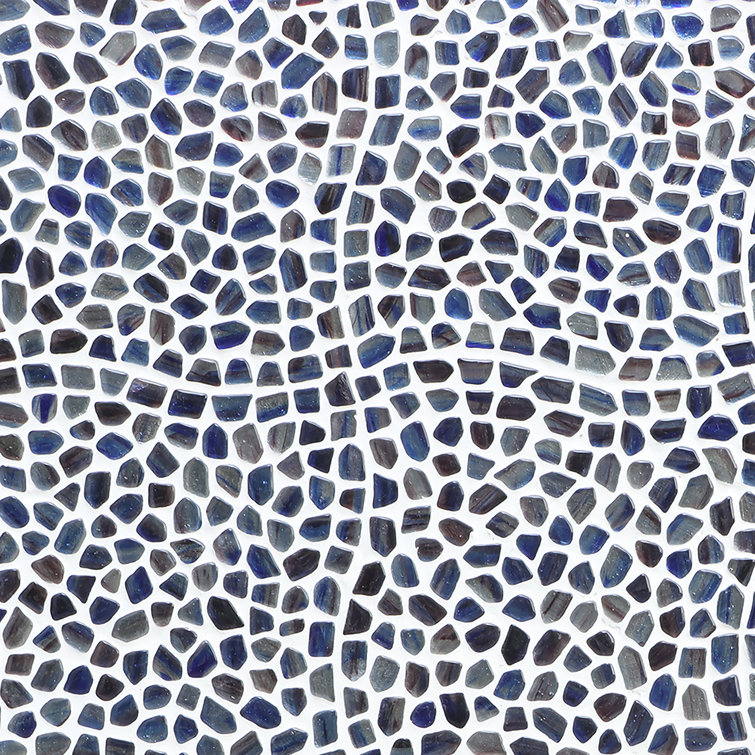 Apollo Pebble 12-in x 12-in Polished Blue Glass Mosaic Wall Tile