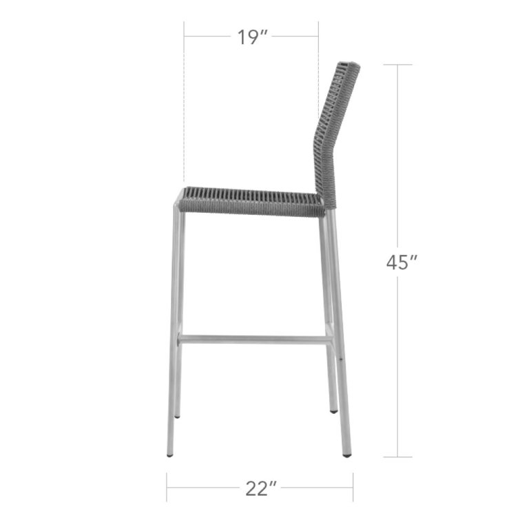 Avalon Charcoal Aluminum Frame Armless Bar Chair