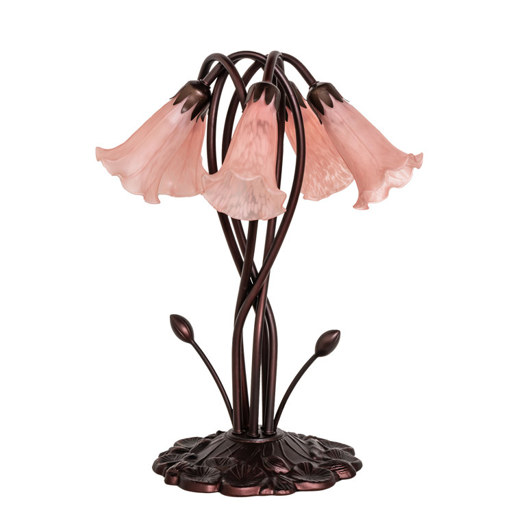 Bronze 5-Light Pink Lily Accent Table Lamp