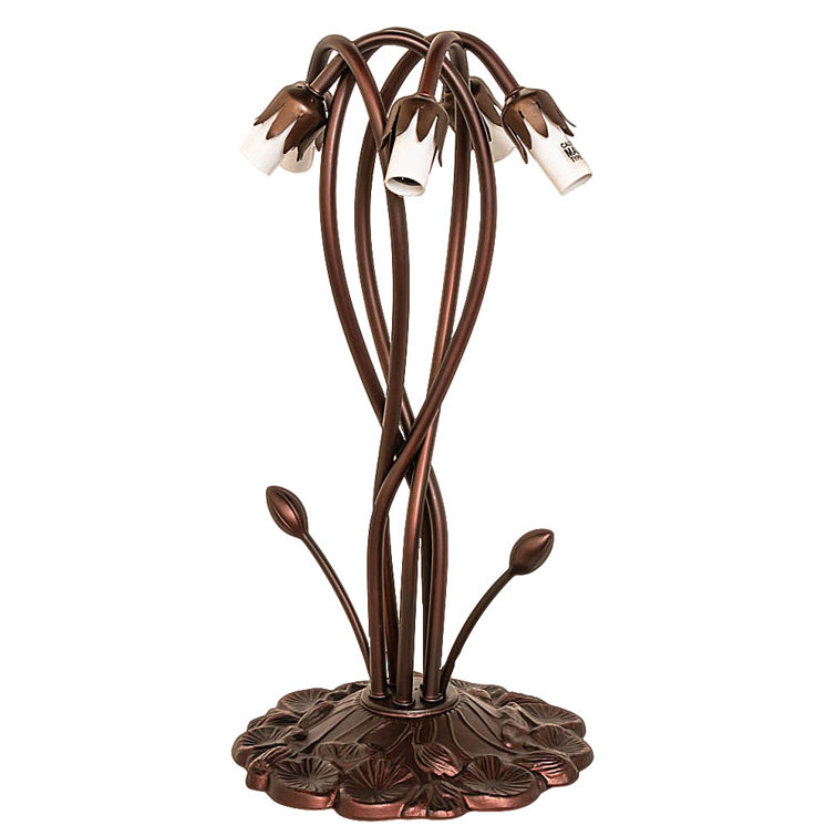Bronze 5-Light Pink Lily Accent Table Lamp