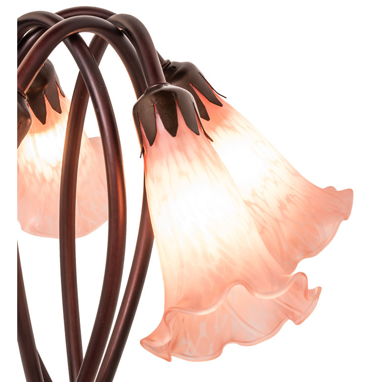Bronze 5-Light Pink Lily Accent Table Lamp