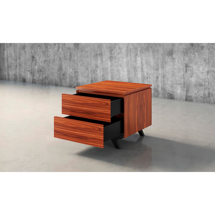 Mid-Century Modern Iron Wood 24" Square End Table with Storage
