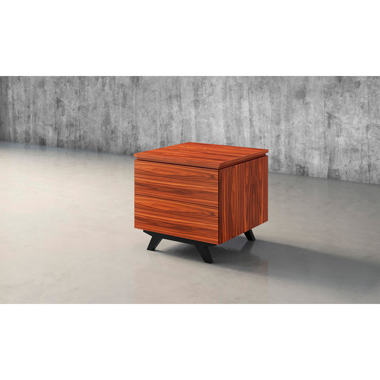 Mid-Century Modern Iron Wood 24" Square End Table with Storage