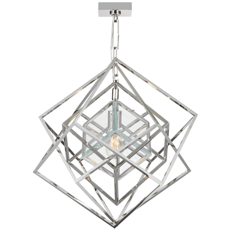 Polished Nickel Cubist Crystal Pendant Light