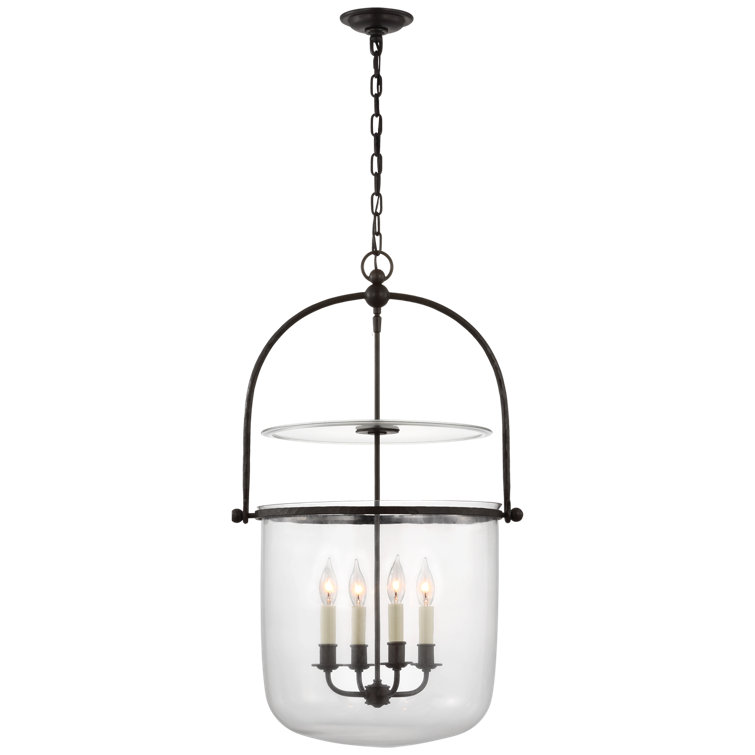 Lorford Aged Iron 42.5" Chandelier with Mercury Glass Shades