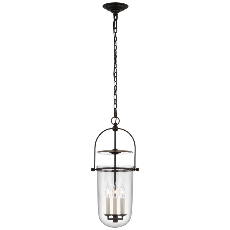 Aged Iron and Mercury Glass Bowl Pendant Light