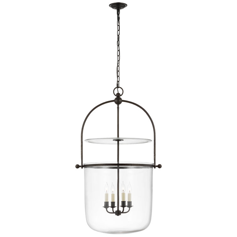 Lorford Aged Iron 42.5" Chandelier with Mercury Glass Shades