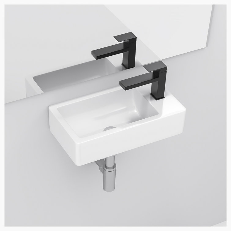 18'' White Ceramic Rectangular Wall-Mount Bathroom Sink