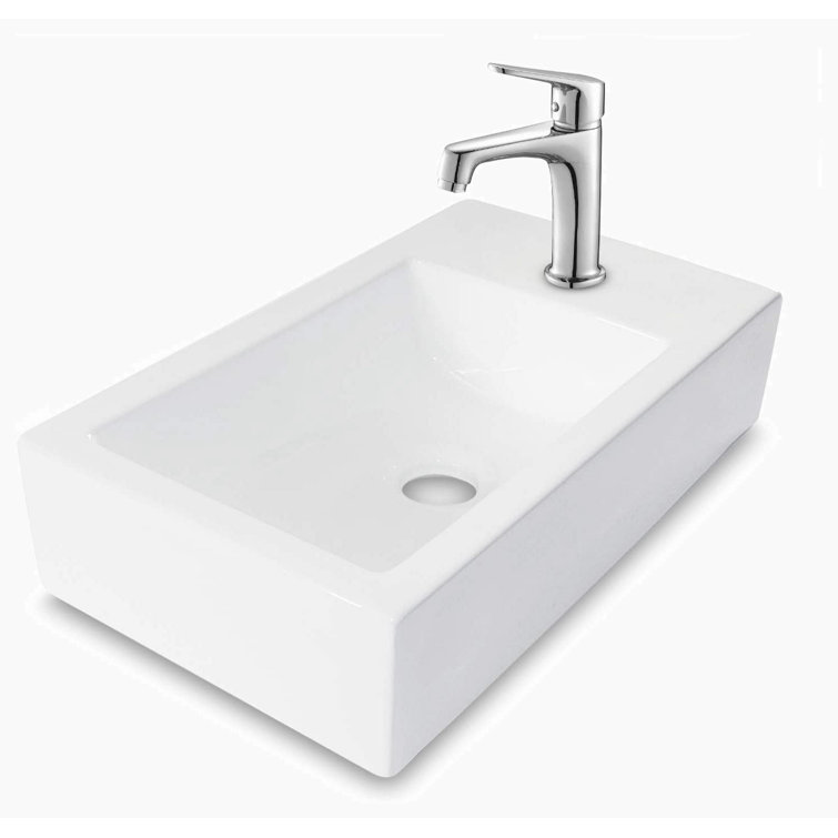18'' White Ceramic Rectangular Wall-Mount Bathroom Sink