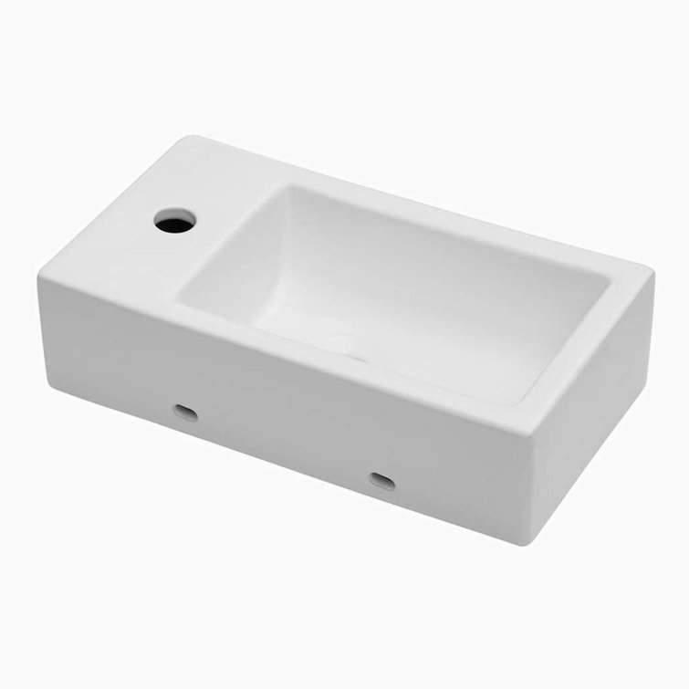 18'' White Ceramic Rectangular Wall-Mount Bathroom Sink