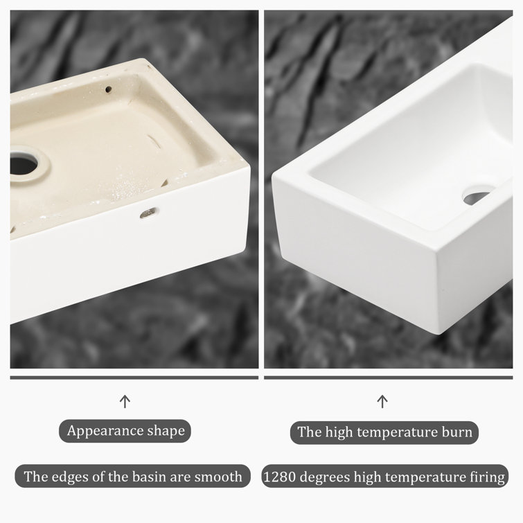 18'' White Ceramic Rectangular Wall-Mount Bathroom Sink