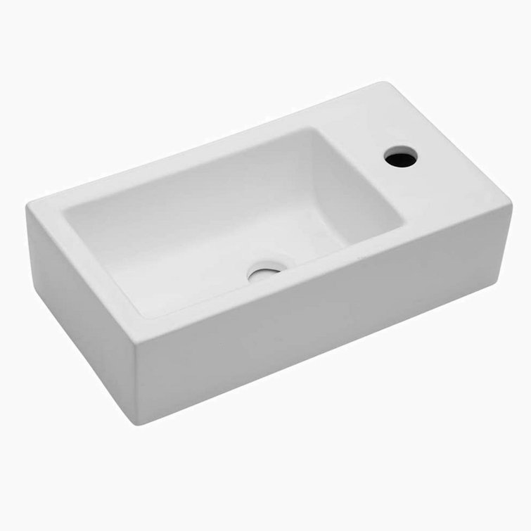18'' White Ceramic Rectangular Wall-Mount Bathroom Sink
