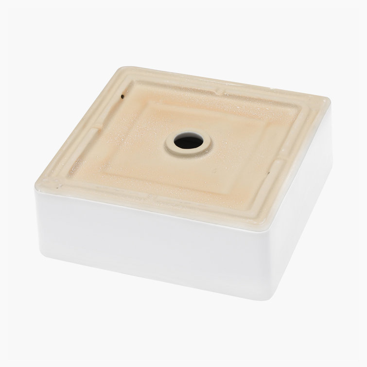 15'' White Gloss Ceramic Square Vessel Bathroom Sink