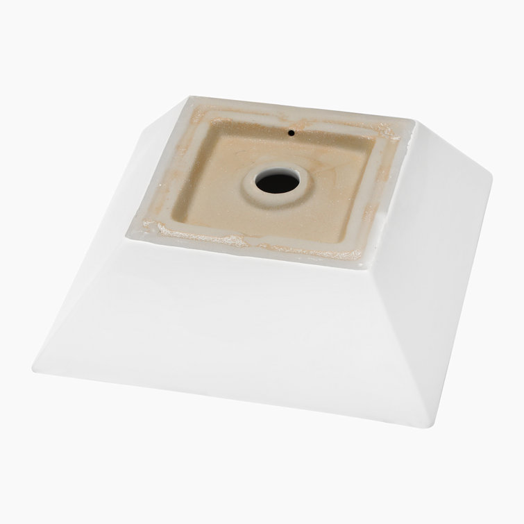 16'' White Ceramic Rectangular Vessel Bathroom Sink