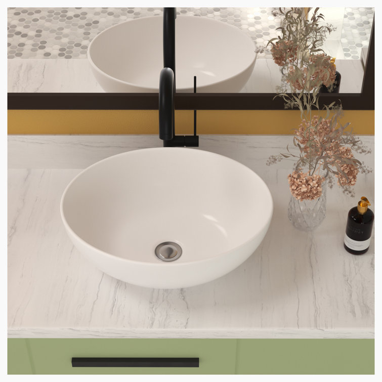 Glossy White Ceramic Oval Bathroom Vessel Sink