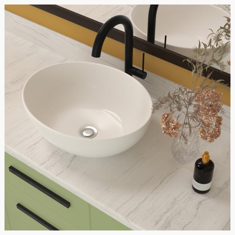 Glossy White Ceramic Oval Bathroom Vessel Sink