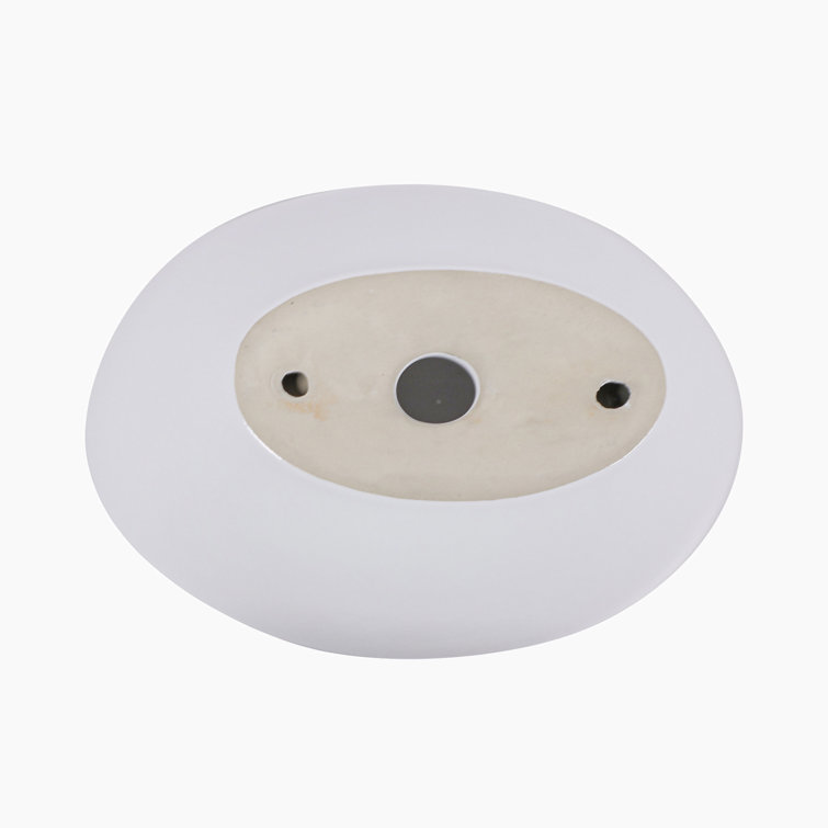 Glossy White Ceramic Oval Bathroom Vessel Sink