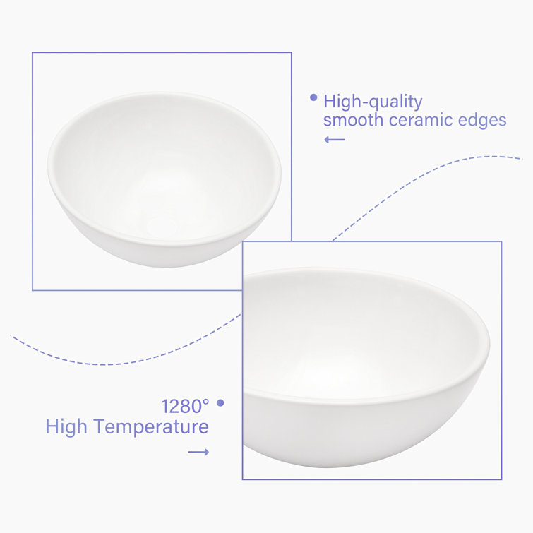 13'' White Ceramic Circular Vessel Bathroom Sink