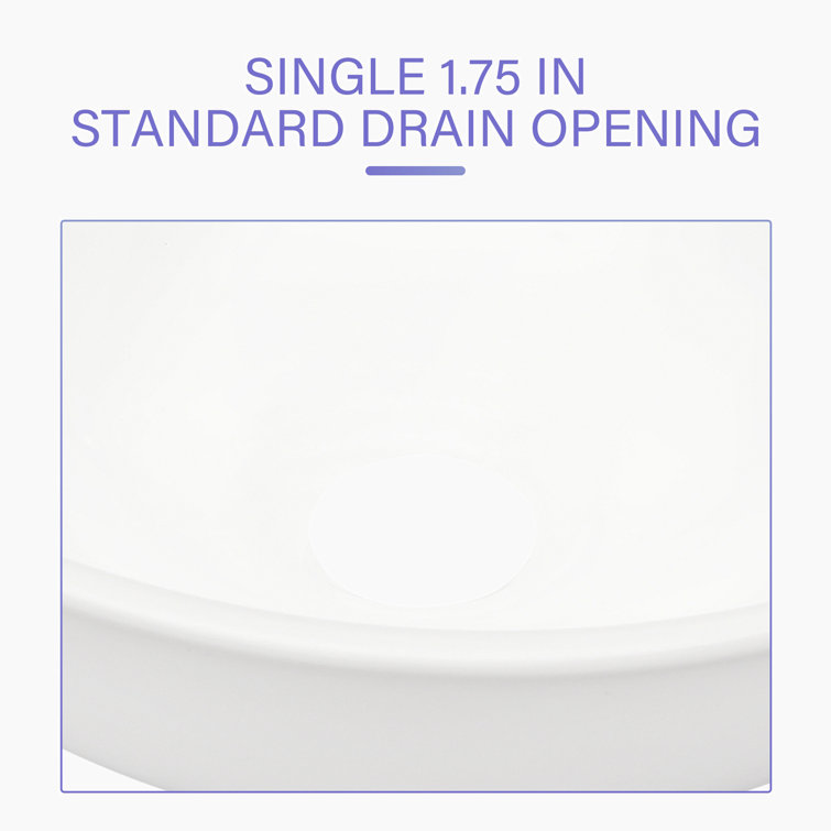 13'' White Ceramic Circular Vessel Bathroom Sink