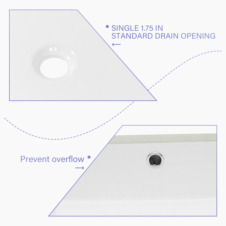 Hewei 14'' White Ceramic Rectangular Undermount Bathroom Sink