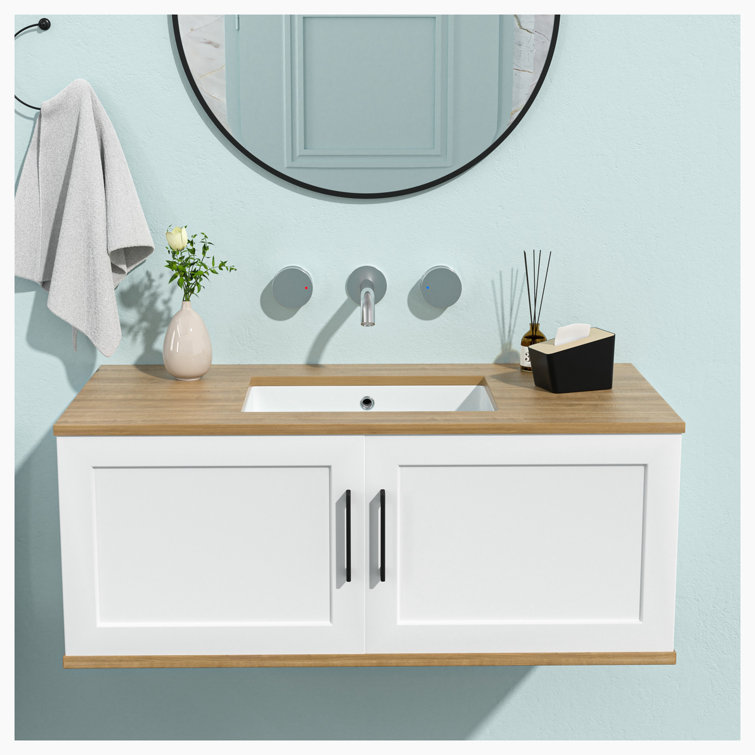 Hewei 14'' White Ceramic Rectangular Undermount Bathroom Sink
