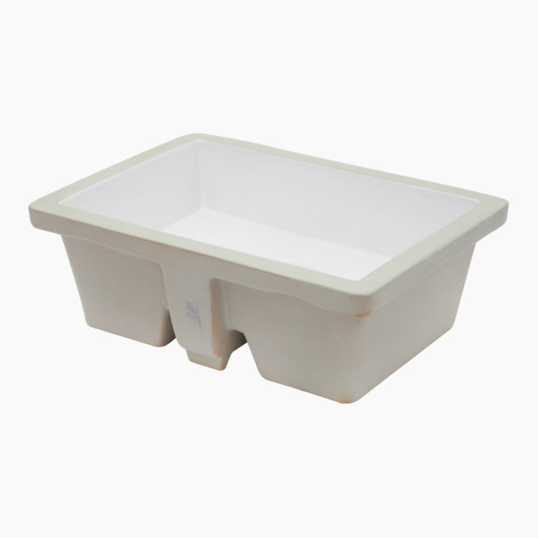 Hewei 14'' White Ceramic Rectangular Undermount Bathroom Sink
