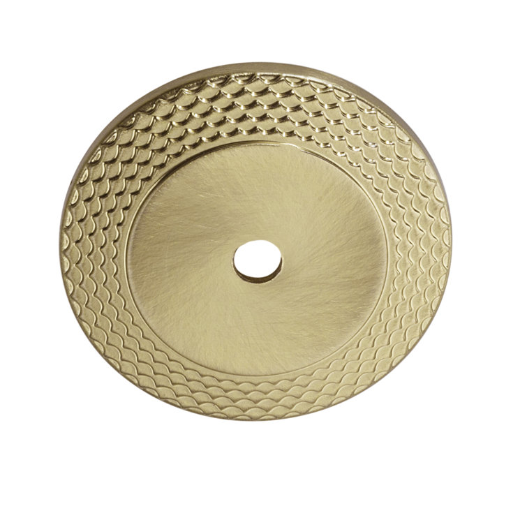 Satin Brass Round Knob with Mermaid Scale Design