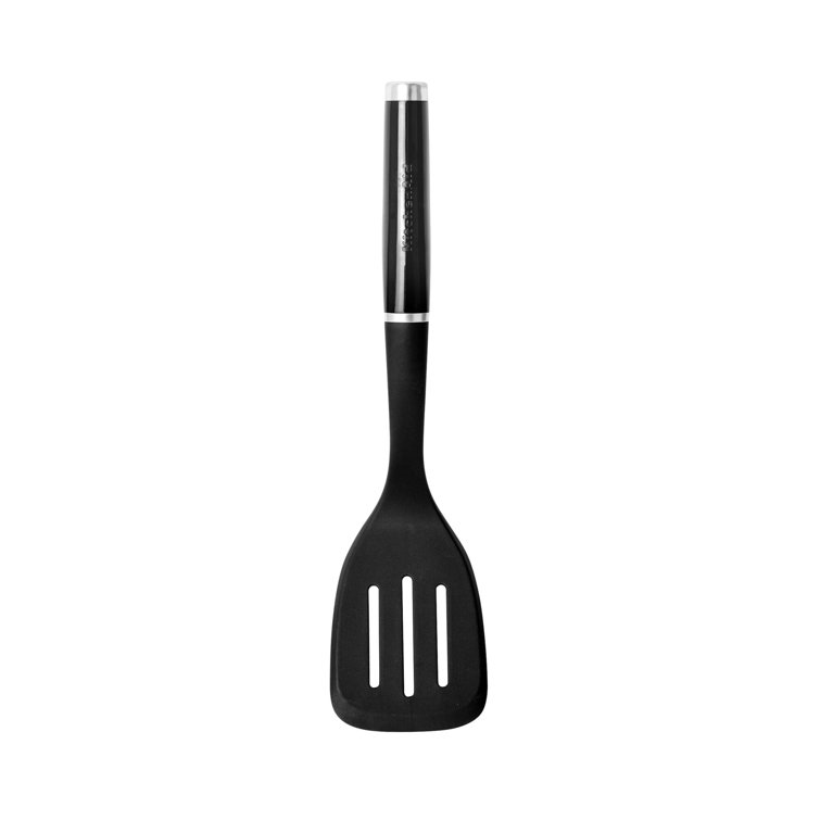 Black Nylon Slotted Turner with Ergonomic Handle