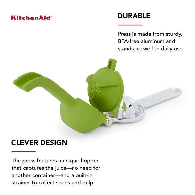 Green Aluminum Citrus Juice Press with Seed Catcher