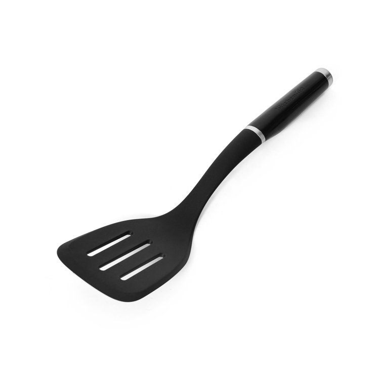 Black Nylon Slotted Turner with Ergonomic Handle