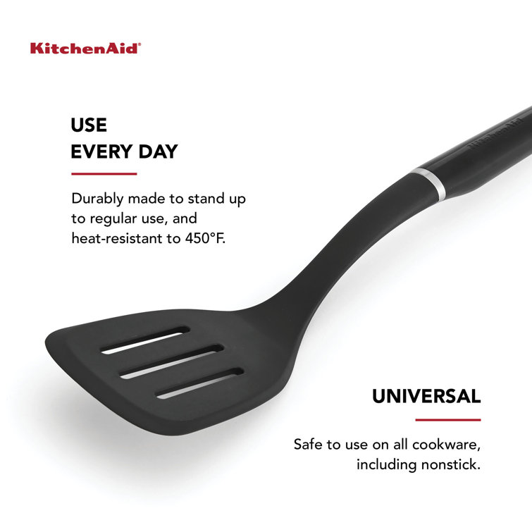 Black Nylon Slotted Turner with Ergonomic Handle