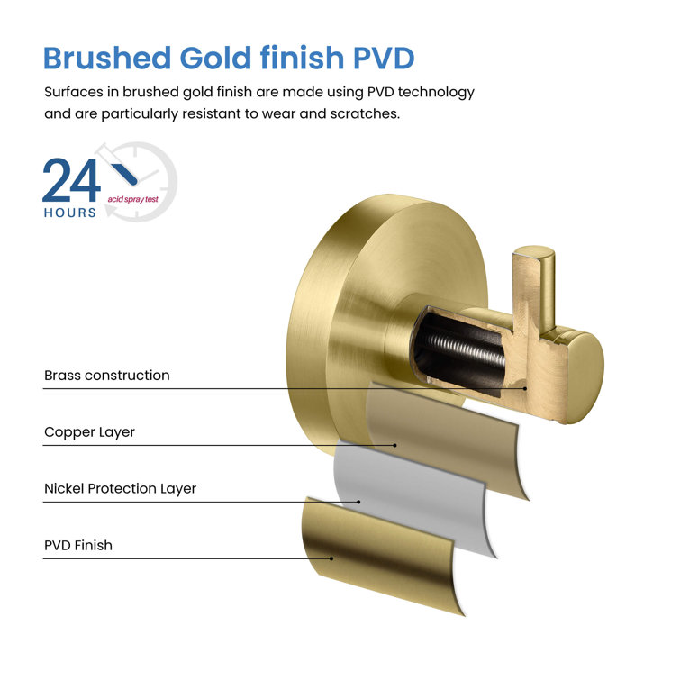 Brushed Gold Circular Wall Mounted Robe Hook